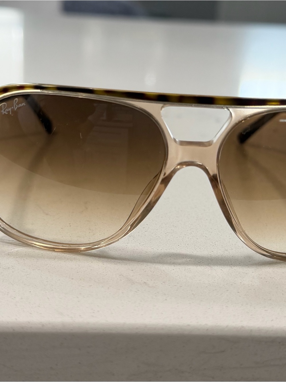 Ray-Ban Transparent Light Tortoise Frame with Brown Gradient Lenses - Picture 3 of 6